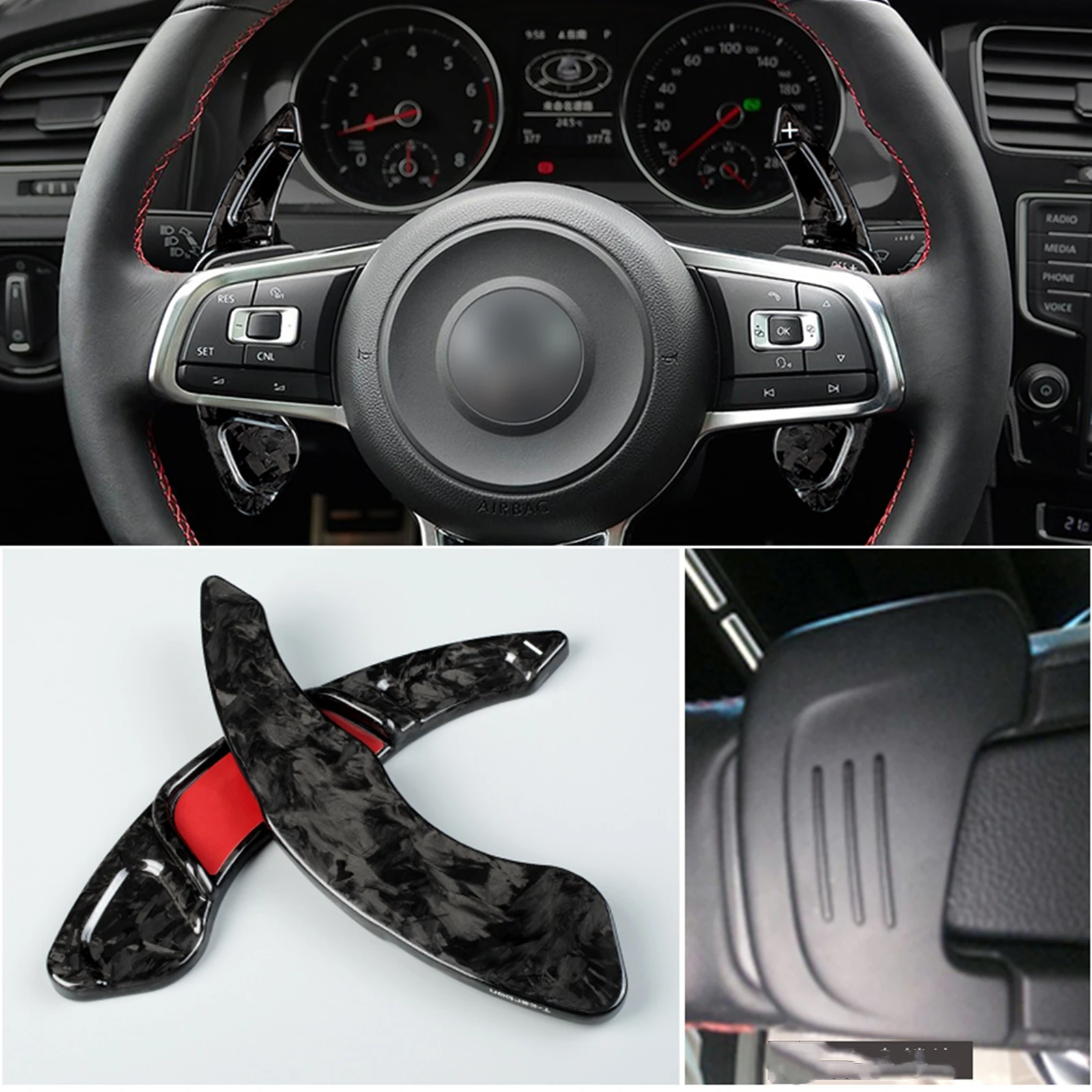 

2PCS Gear Steering Wheel Shift Paddle Trim For Volkswagen VW Golf 7 R Line GTI POLO Scirocco Sagitar GLI Lamando GTS