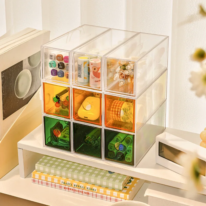 Desktop Storage Box Hand Ledger Cosmetics Cabinet Dormitory Desk Drawer Type Lipstick Holder Student Stationery