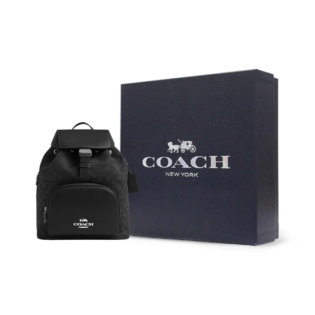 COACH PACE Jacquard With Calfskin Backpack Large Women's Black & Silver CT812-SBKBK view 3