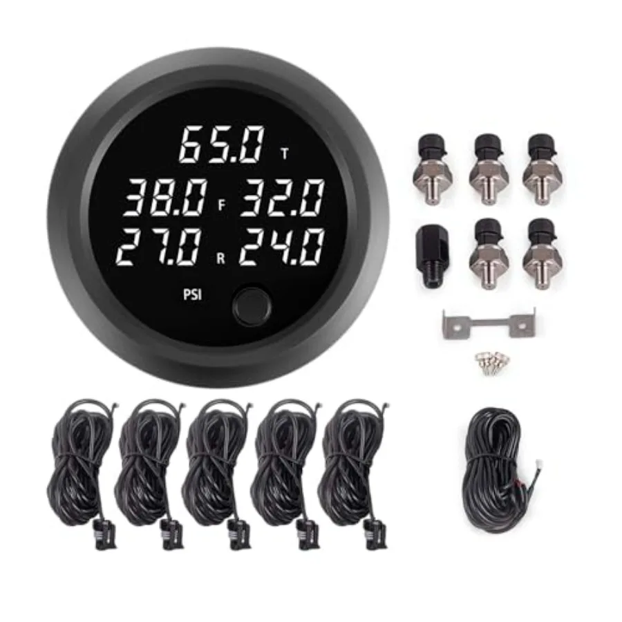 

Манометр для пневмоподвески с 5-разрядным цифровым дисплеем 0-232PSI 16BAR, с 5 электрическими датчиками 1/8NPT