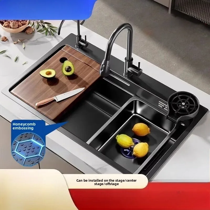 Stainless Steel Four Millimeter Thick Large Single Bowl Undermount Kitchen Sink Honeycomb Pattern Vegetable Washing Dishwashing