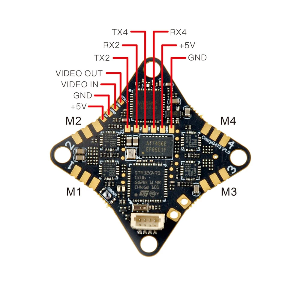 Happymodel CrazyG473 V1.0 AIO Controlador de vuelo 5 en 1 ELRS UART integrados y openvtx de 5,8G para 65 mm 1S Micro FPV Whoops