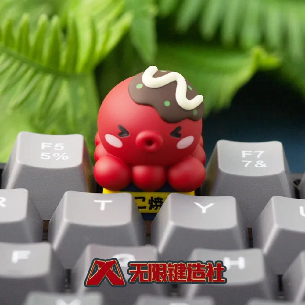 Takoyaki Keycap Custom Cute Resin Keyboard Cap Originate Personalized Anime KeyCap for Mechanical Keyboard Accessories Cherry Mx