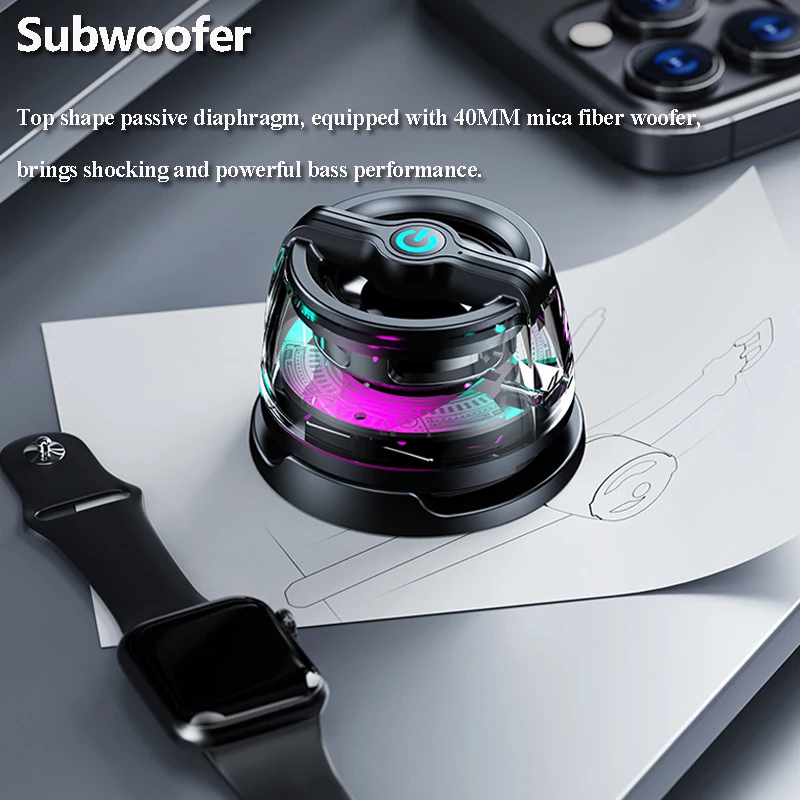 Mini Outdoor Magnetic Bluetooth Speaker RGB Light Wearable Bluetooth Subwoofer Wireless TWS MP3 Music Player with Microphone