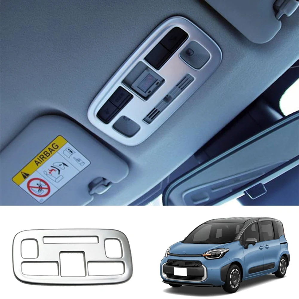 Car Matte Silver Interior Front Reading Light Lamp Cover Trim Sticker for Toyota Sienta 2022