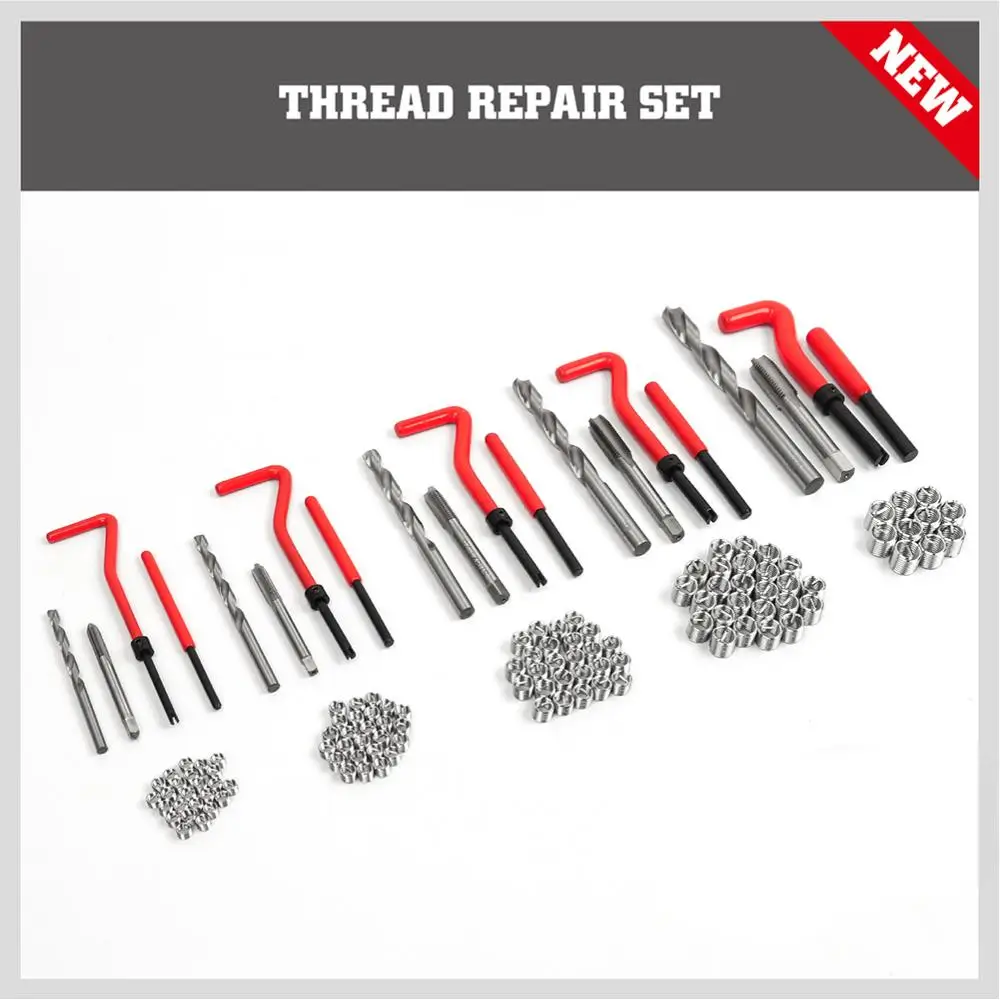 SEDY 131Pcs Metric Helicoil Thread Repair Kit, HSS Drills Taps Inserts M5-M12, Auto Engine Spark Plug Cylinder Rethreading Tool