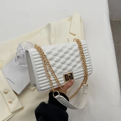 White OL Chain Woman Handbag 2024 Trend Luxury Women Girl Shoulder bag PVC Lady Crossbody PU Purses Women's Leather Totebag