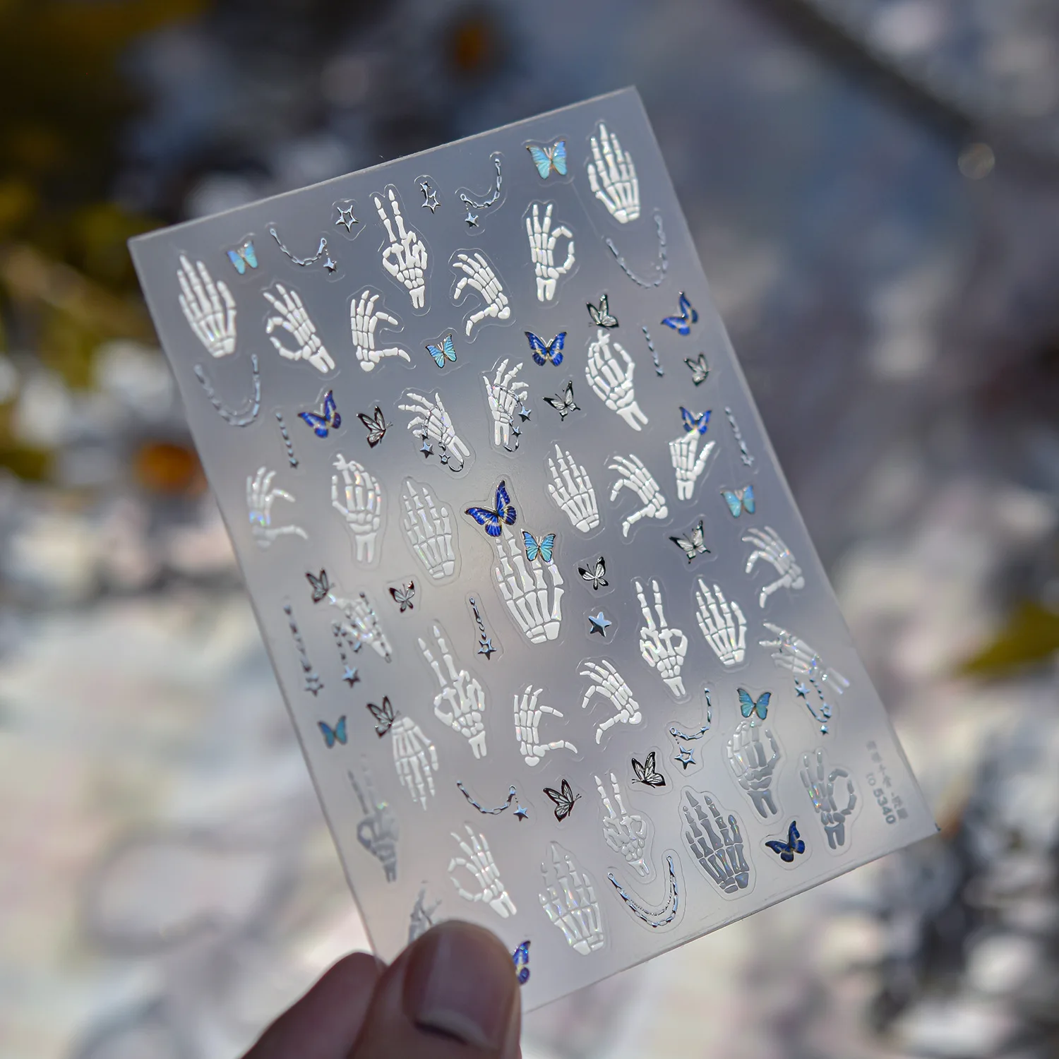 Y2K Cool Girl Metalen Hand Bone Vlinder Nail Art Stickers Hoge Kwaliteit DIY Manicure Decal Decoratie T-5339