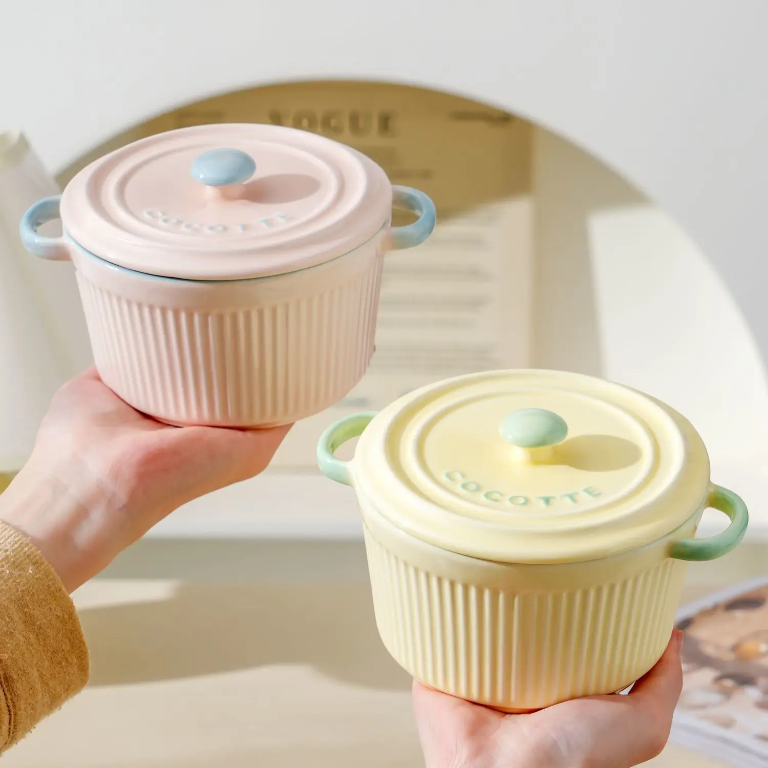 Ceramic Steaming Bowl with Lid | Large Capacity Oven-Safe Pudding Pot for Egg Custard, Soup & Double Boiler Cooking