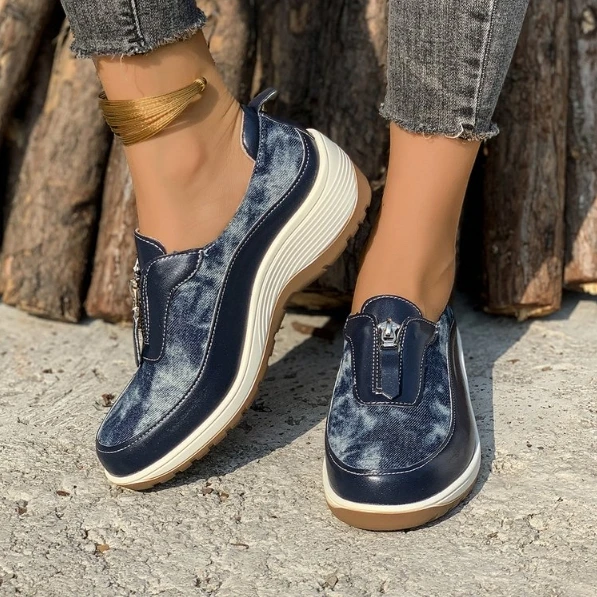 Baskets de course légères à semelle optique ronde Parker pour femmes, chaussures de marche décontractées, fermeture éclair confortable, mode printemps et été, nouveau, 2024