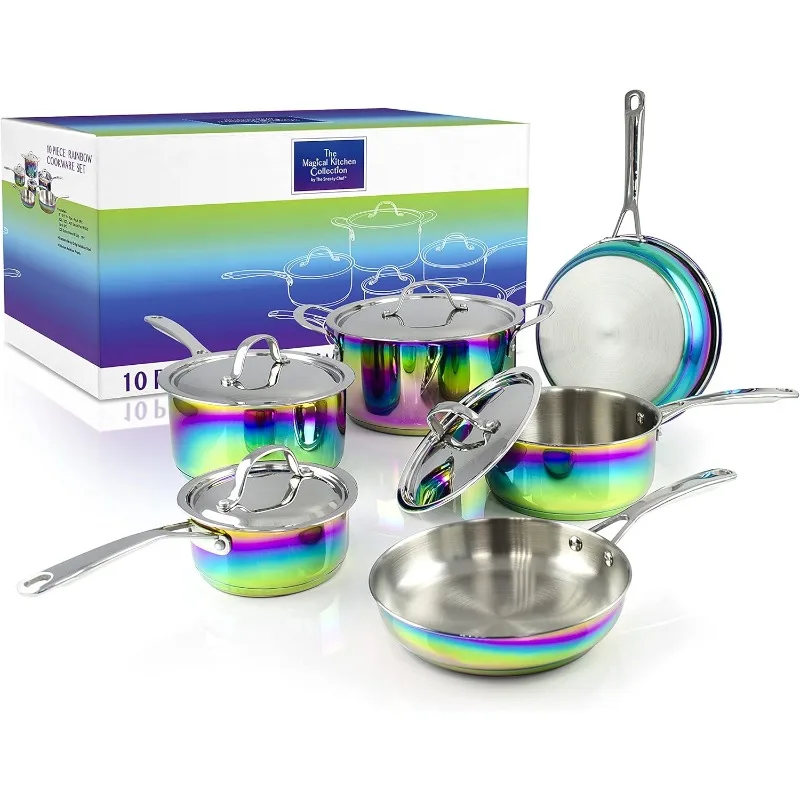 

Rainbow Cookware Set - Premium Heavy Duty Stainless Steel and Titanium Pots & Pans S