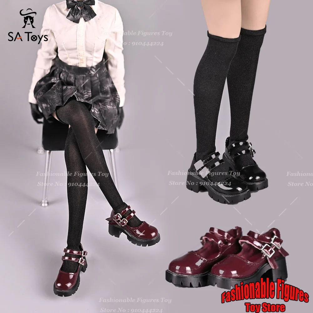 SA Toys SA009 1/6 Female Soldier Leather Shoes Lolita JK Uniform Double Buckle Flats Mary Jane Shoes 12