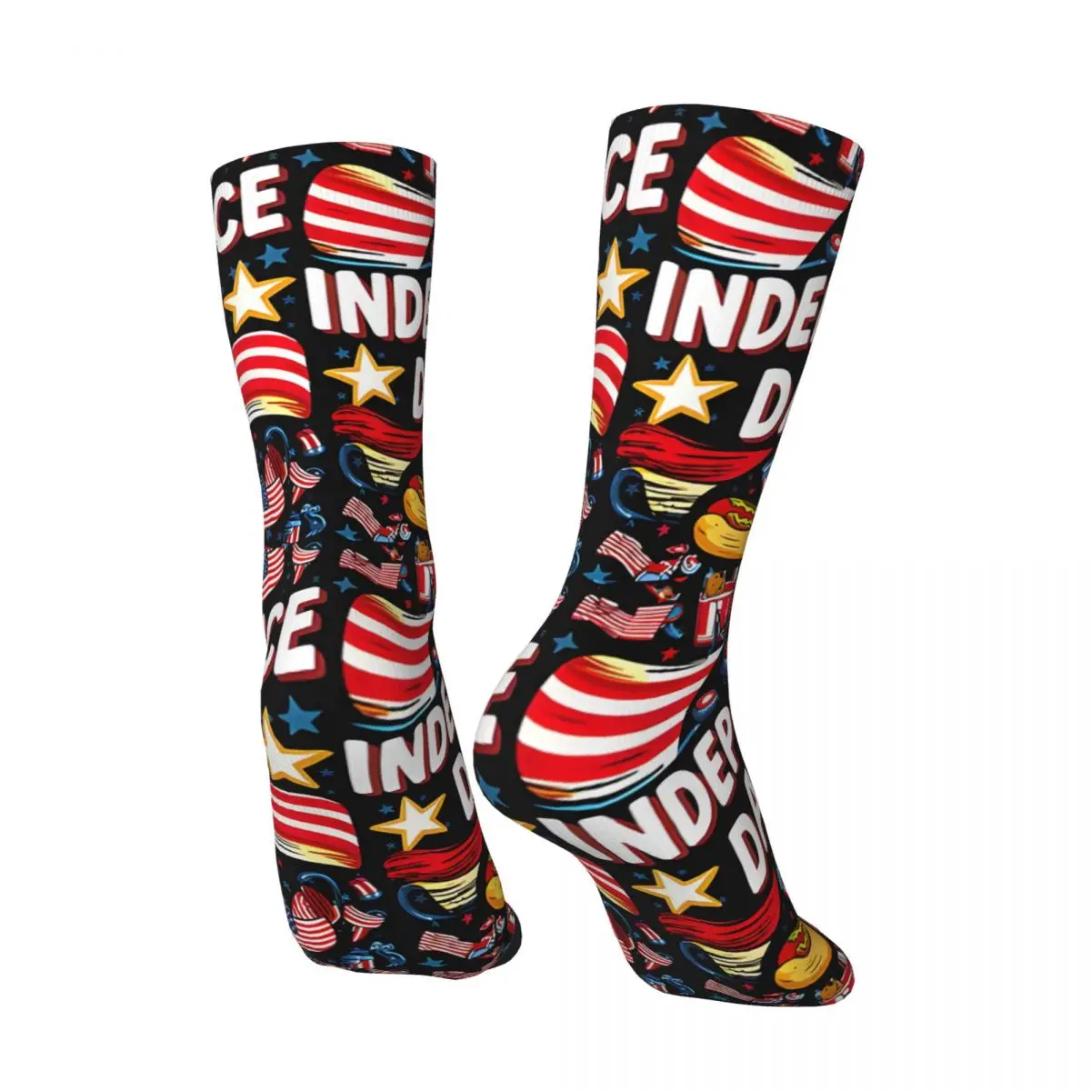 Crazy compression Independence Day Fun'' United States Independence Day Proud To Be American Sock for Men Harajuku Crew Sock