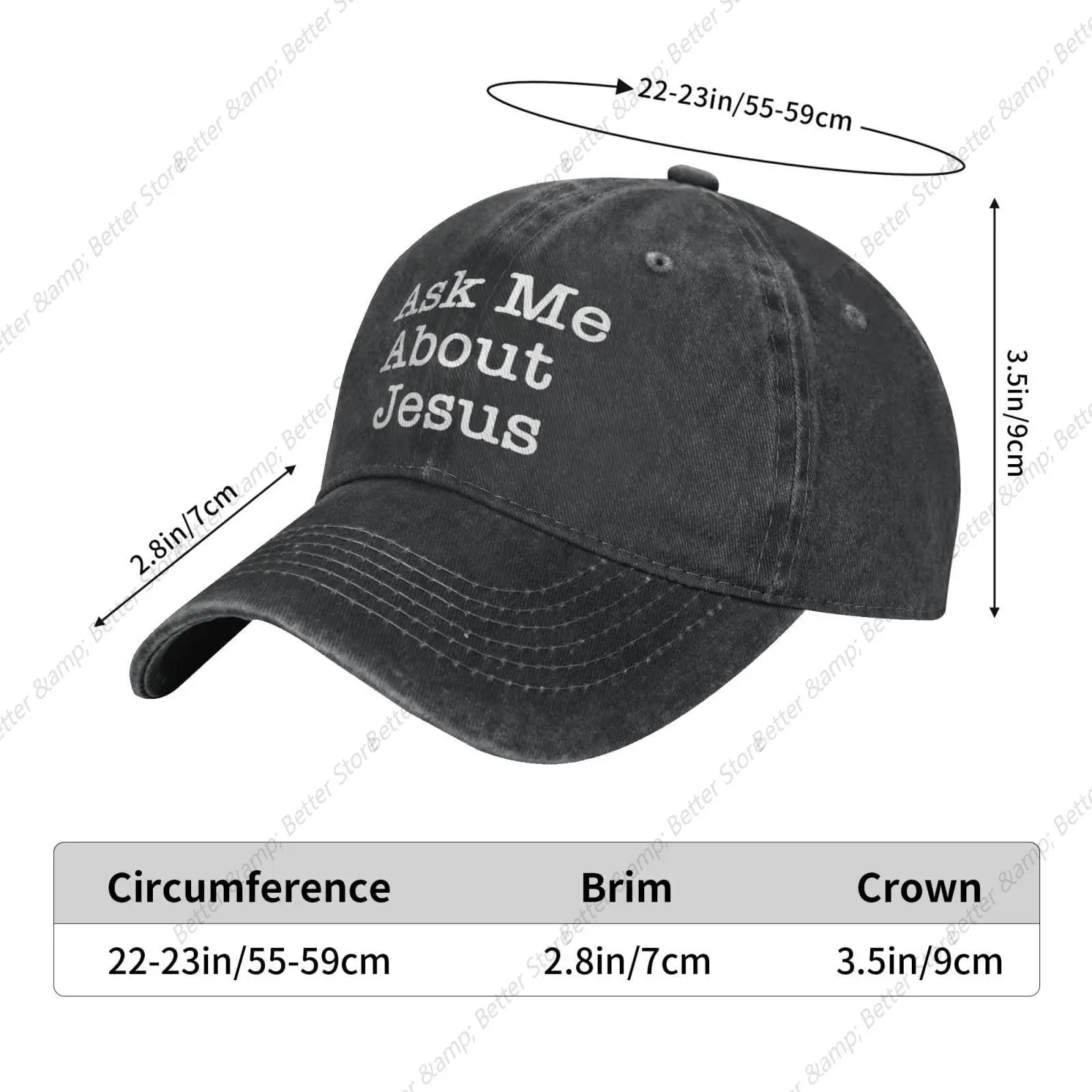 Boné de beisebol ajustável unisex, Golf Dad Hat, Pergunte-me sobre Jesus, Homens e Mulheres