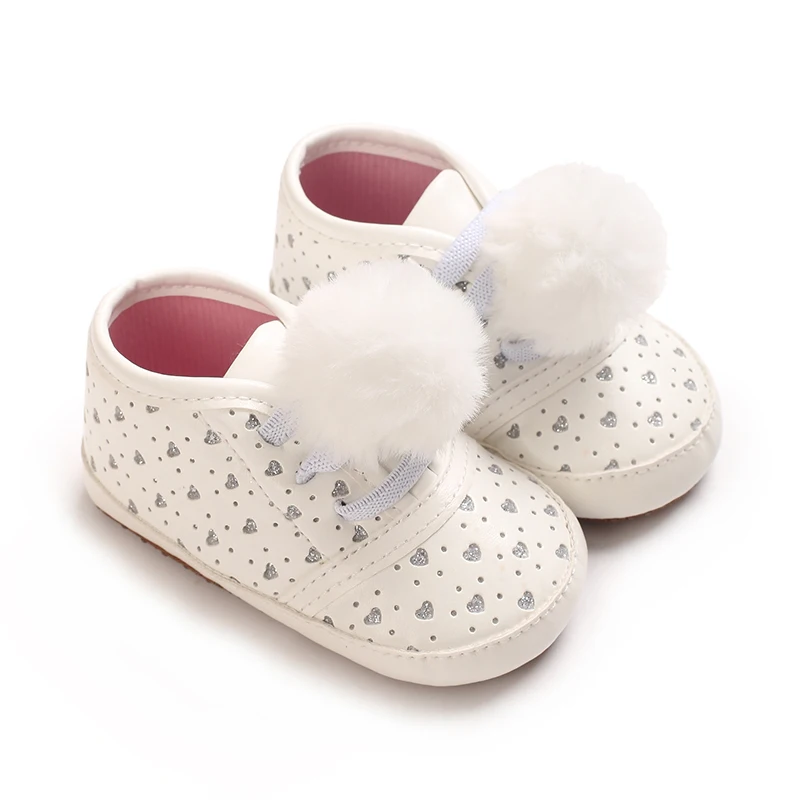 Fashionable 0-18M Baby Girl White Shiny Bow Decoration Casual Sports Shoes Spring High-Quality Soft Sole Anti Slip Walking Shoes