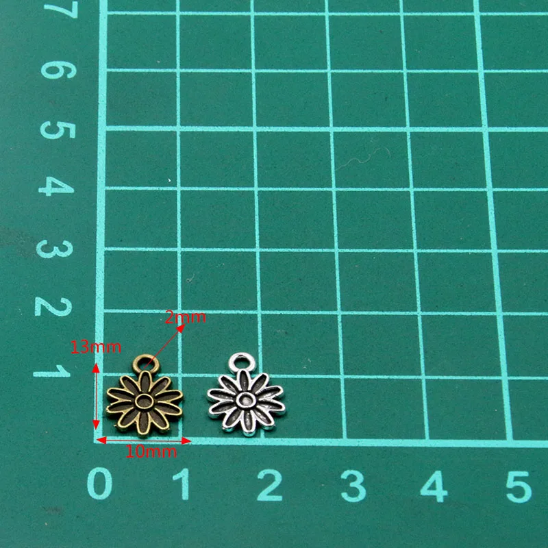 60PCS 10*13mm Metal Alloy 3 Color Small Daisy Flower Charms Plant Pendants For Jewelry Making DIY Handmade Craft