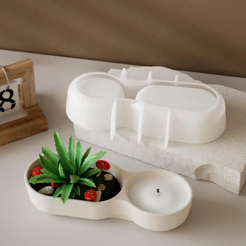 

Double-Cup Plant Pot Silicone Mold DIY Handmade Creative Scented Candle Cup Jewelry Storage Box Resin Mold Plaster Making Craft
