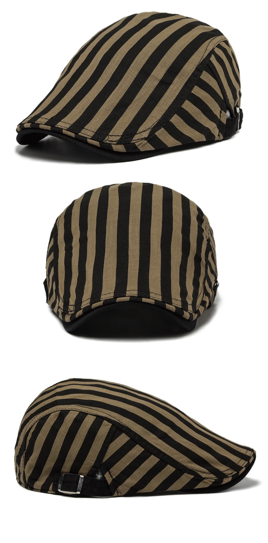 CNTANG Baskenmütze Hut Männer Vintage Streifen Plaid Baumwolle Visier Flache Kappe Lässige Mode Sonne Kappen Für Frauen Sommer Berets Dünnen Stil Neue – Detail 7