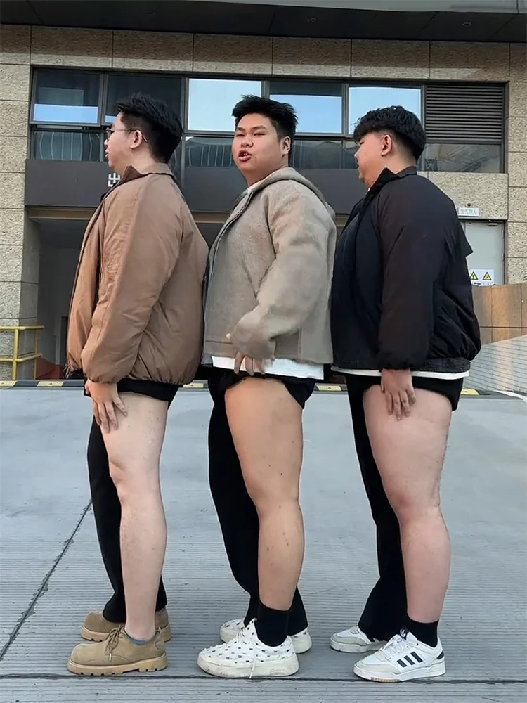 

Bla Woolen Knife Straight Leg Thi Winter Trousers for Men Hide Meat Slimming Pants Youth Casual Pure Color Jeans