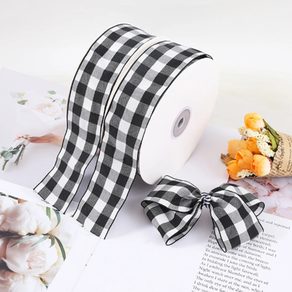 Checked Ribbon Materials Printed Ribbons Polyester Fabric Tapes Holiday