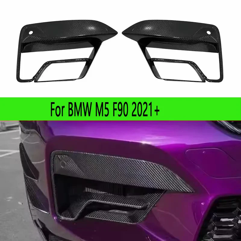 

For BMW F90 M5 2021+ Dry Carbon Fiber Tuyere Front Bumper Air Vent Cover Trim Foglamp Mesh Grill Auto Parts body kit