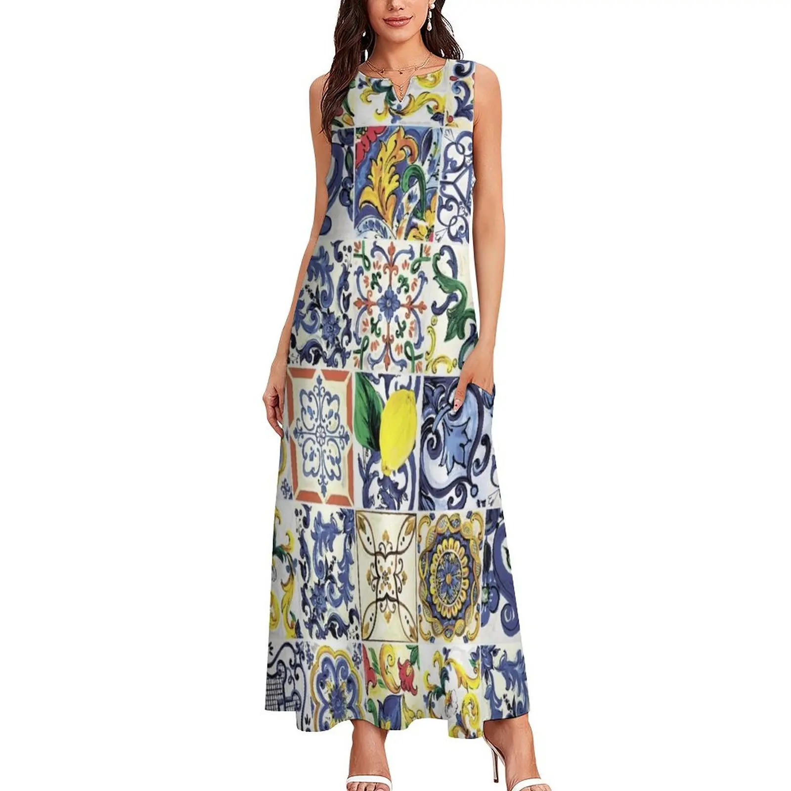 Abstract Majolica Long Dress dress summer 2025 women clothes prom dress 2025 evening dresses luxury 2025