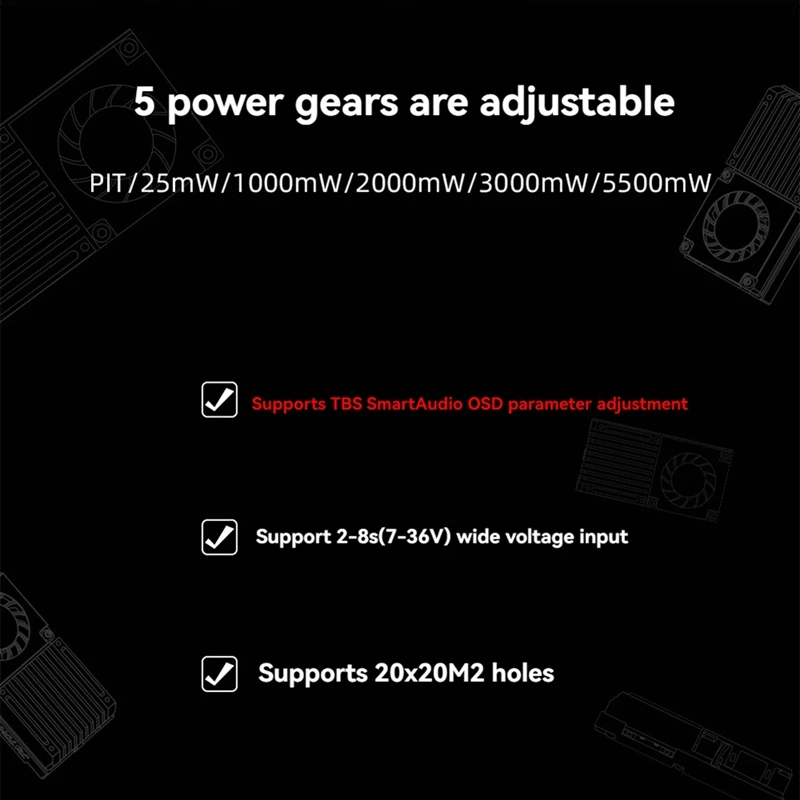 5.8G 5.5W VTX 64CH High Power FPV Video Transmitter TBS SmarAudio Protocol for Ultra-Long Range Flights FPV Drone-ABFB view 3