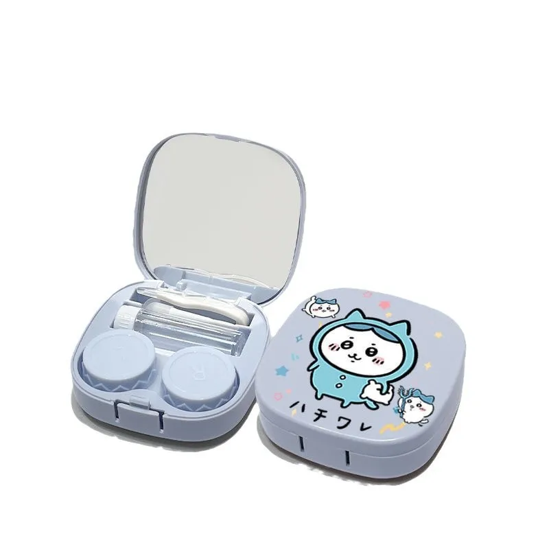 Chiikawa Contact Lens Box Cute Ins Cartoon Hachiware Usaqi Companion Box Care Box Multifunction Mirror Tool Portable Girl Gift