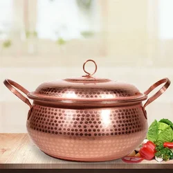 Handmade Copper Soup Pot,Light Luxury Cooking Pot,Non-stick Modern Simplicity Pan, Household Kitchen Cookware, Artisan Soup Pot.