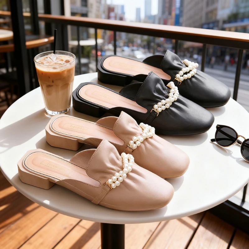 

Женские шлепанцы с жемчужным носком, дышащие удобные сандалии на все сезоны. Подходит для высоты. Подходит для использования в помещении и на открытом воздухе.