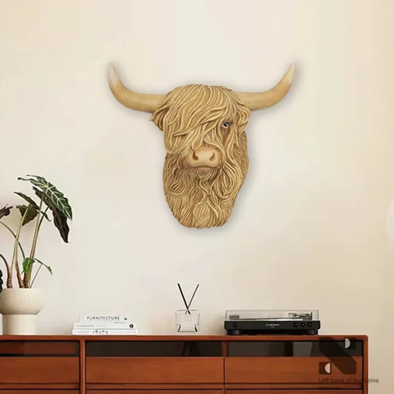 

Lucky Highland Bullhead Wall Hanging TV Decoration Pendant Hanging Garden Decoration