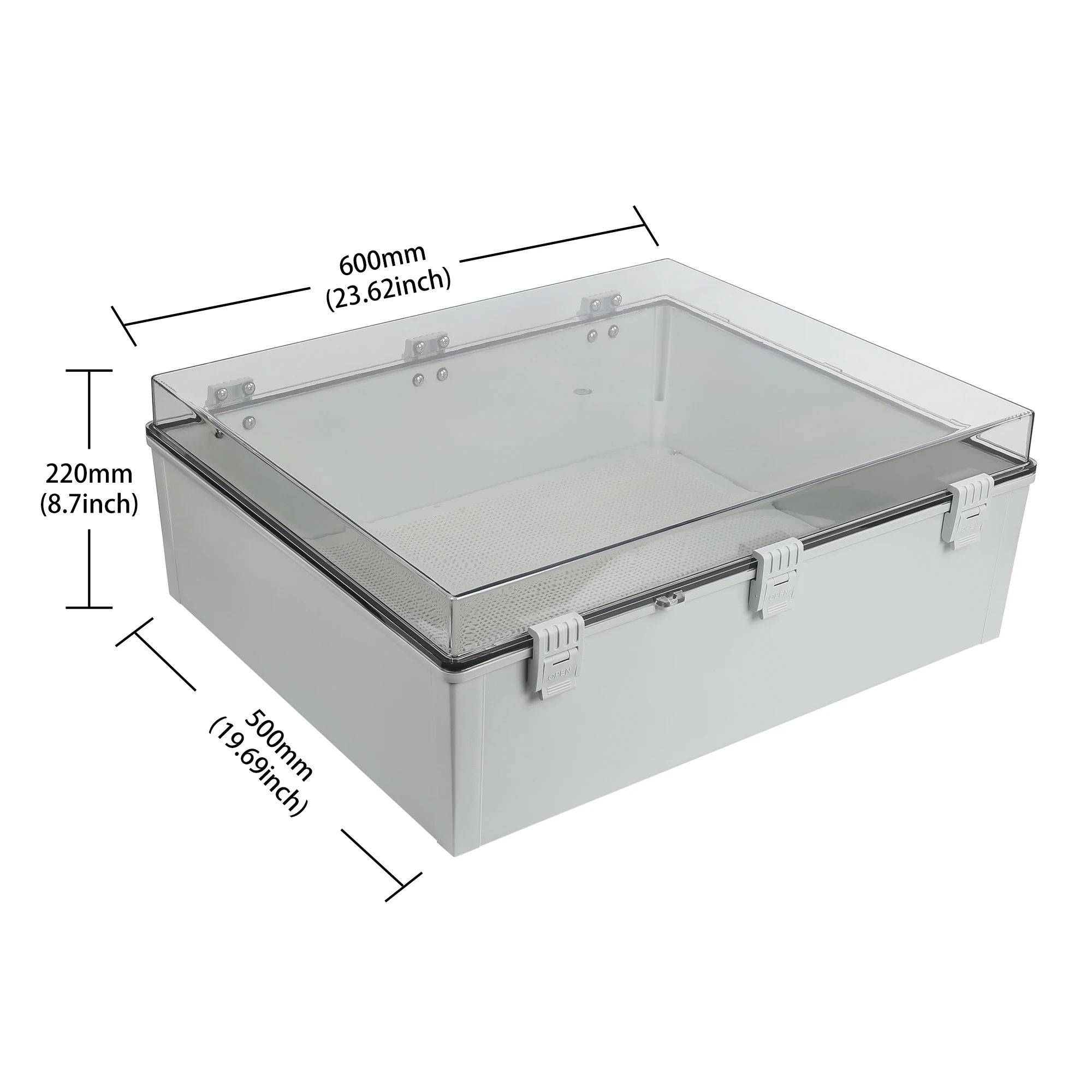 Large ABS Junction Box IP67 Waterproof Electrical Enclosure Control Cabinet With Transparent Cover for Industrial Equipment