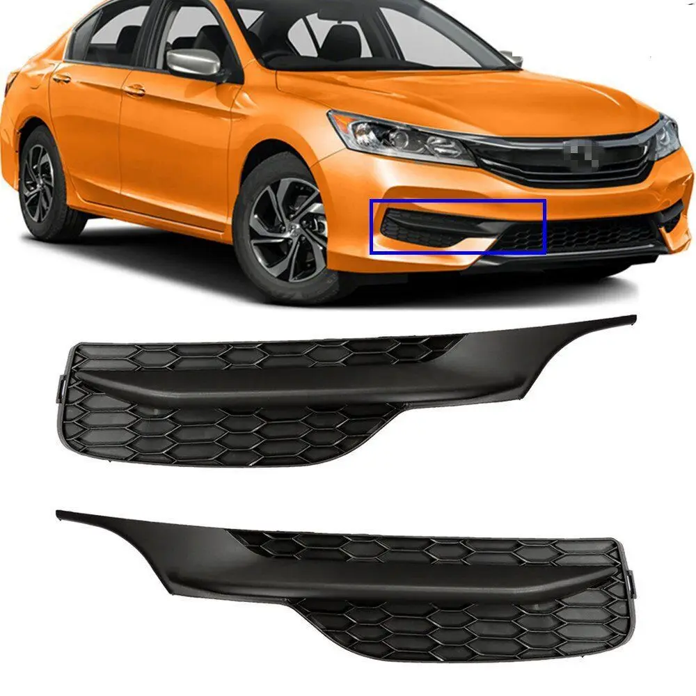 

For Honda Accord 2016-2017 Driver & Passenger Side Front Bumper Fog Light Lamp Cover Caps Bezels Grille Grill Black