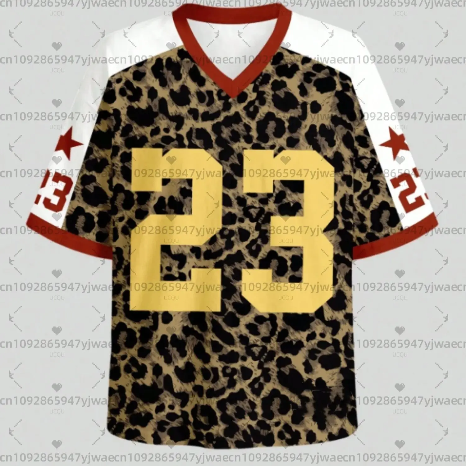 

26 Summer Women No.23 Leopard Print Short Sleeve T Shirt Man V Neck Brooklyn Racing Football Tee Vintage Cosplay Women T-Shirt