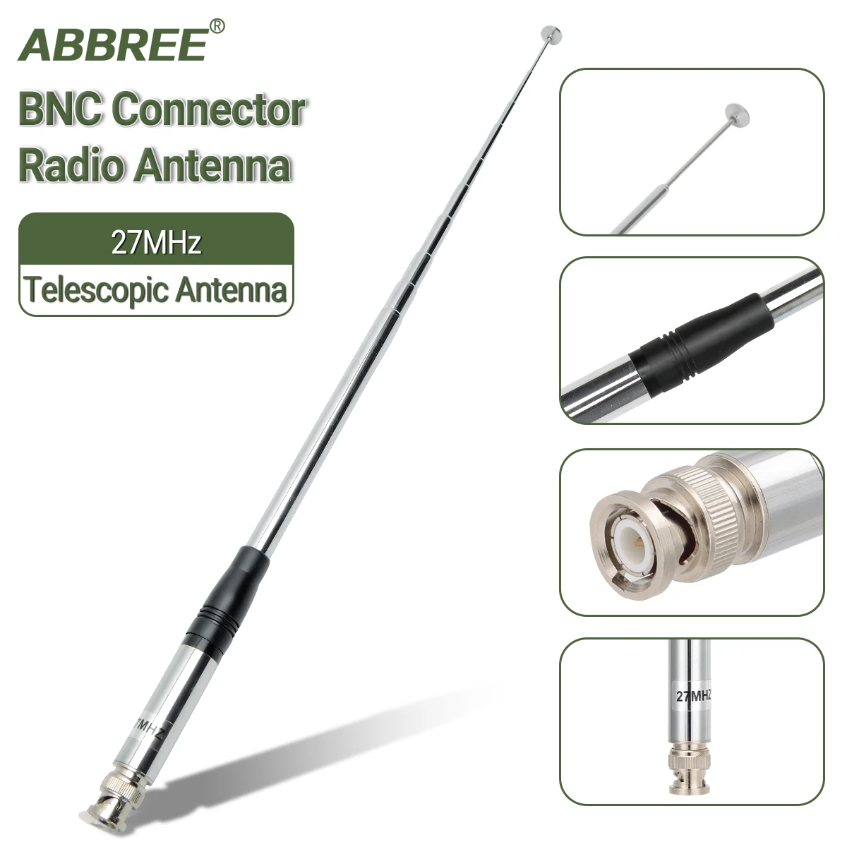 ABBREE Teleskop-CB-Antenne 27 MHz BNC SMA-Buchse SMA-Stecker Antenne für WOUXUN TYT BAOFENG Quansheng Walkie Talkie Amateurfunk – Detail 7
