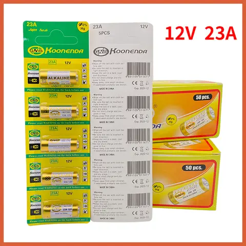 5PCS/1Card 12V 23A Dry Alkaline Batteries for Doorbell,car Alarm,walkman 23GA 21/23 A23 A-23 GP23A RV08 LRV08 E23A V23GA