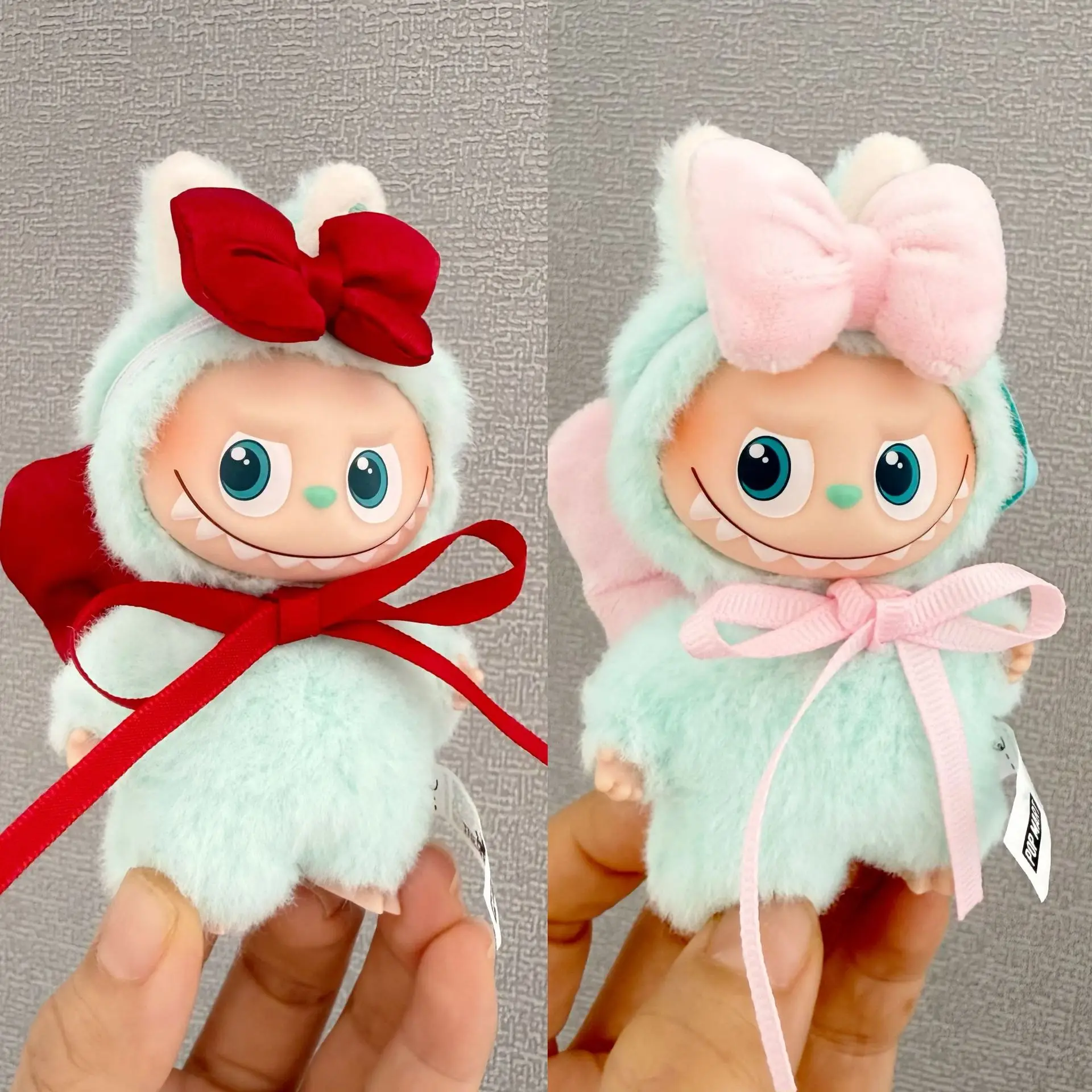 

4.0 Mini Version Labubu Clothing Accessories 10CM Cute Plush Doll Outfit Accessories Red And Pink Angel Bowknot Cute Outfits
