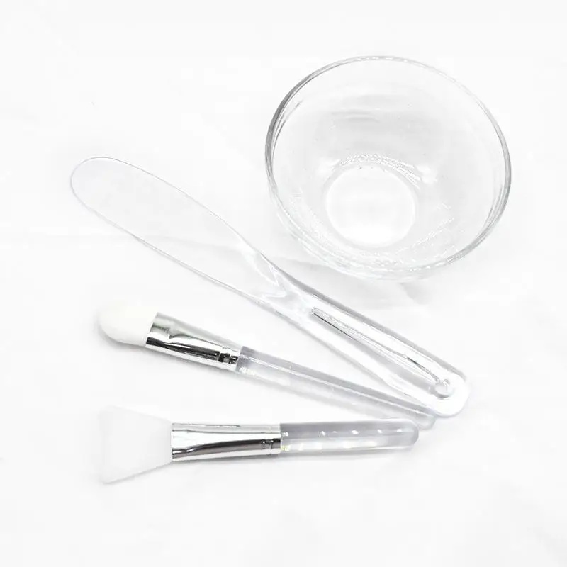 5Pcs Skin Care DIY Mask Set Clear Rod Mixing Bowl Spoon Set Soft Applicator Brushes For Face Deep Cleaning Portable Beauty Tools