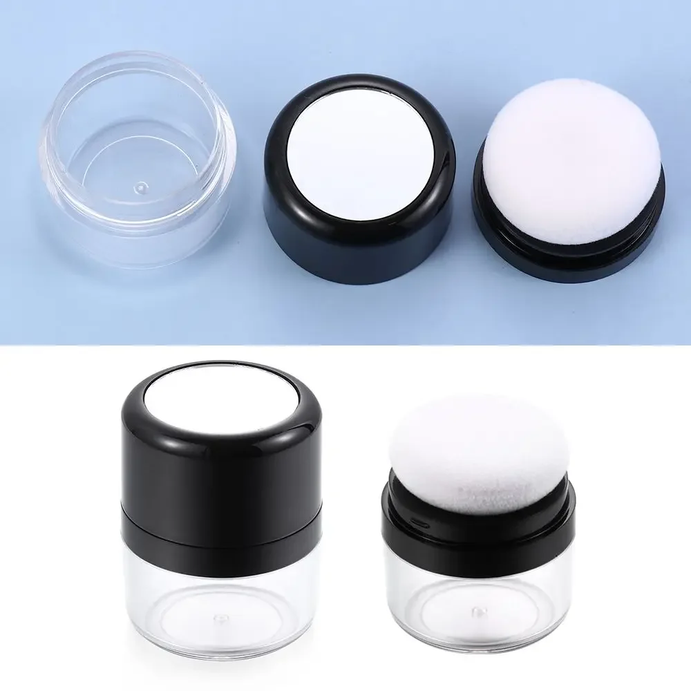 Portable Loose Powder Box with Mirror Mushroom Sponge Puff Cosmetic Travel Powder Case Container Blusher Finishing Powder Jar