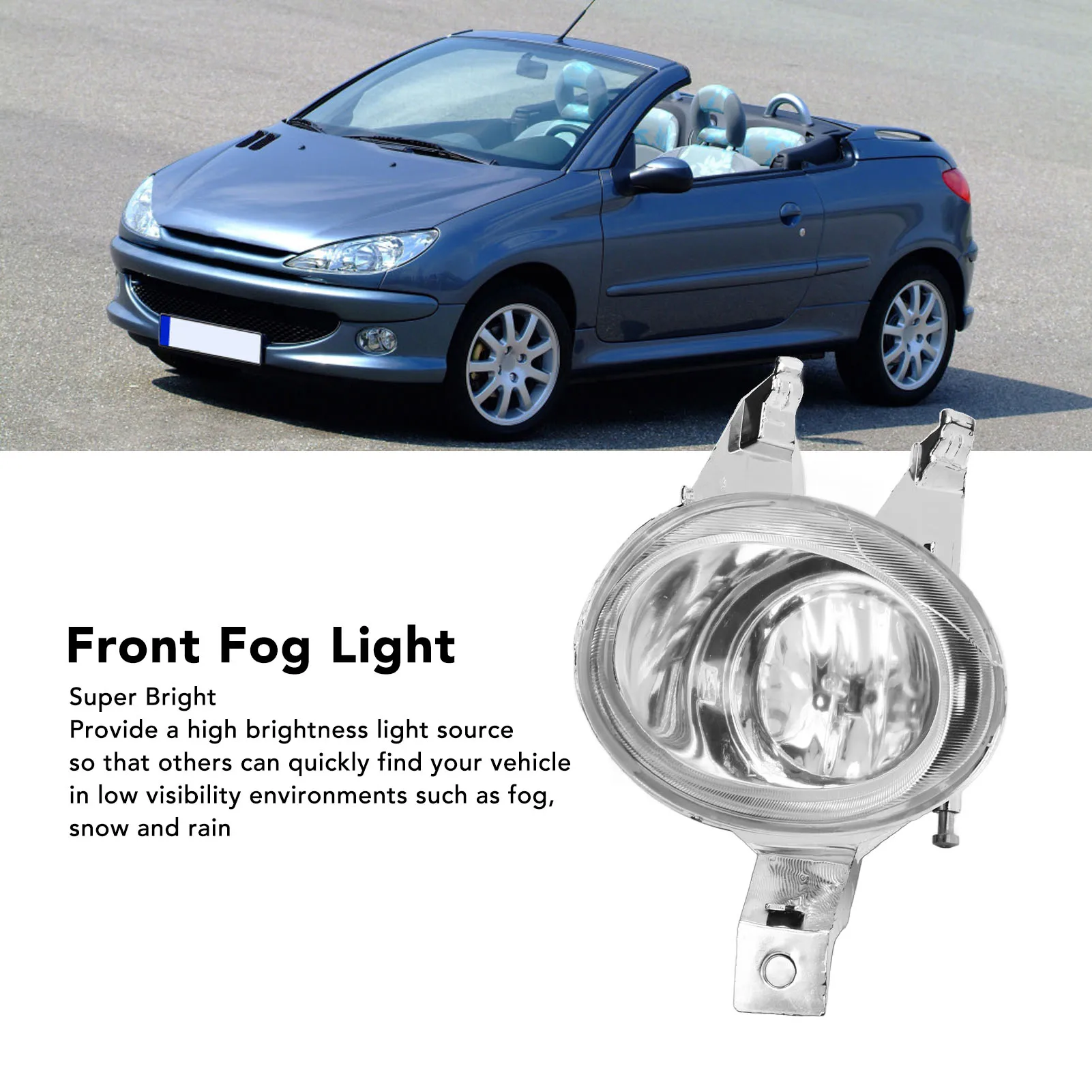 1Pc Front Fog Light Super Bright Water Resistant Bumper Driving Lamp Rplacement for Peugeot 206  2000-2004 2005 2006 2007 2008