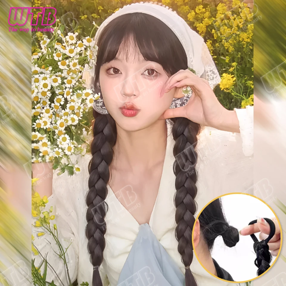 WTB Braided Ponytail Synthetic Hair Wig Elastic Tie Fluffy Smooth Braided Ponytail Suitable for Women's Daily Wear and Holidays image 5