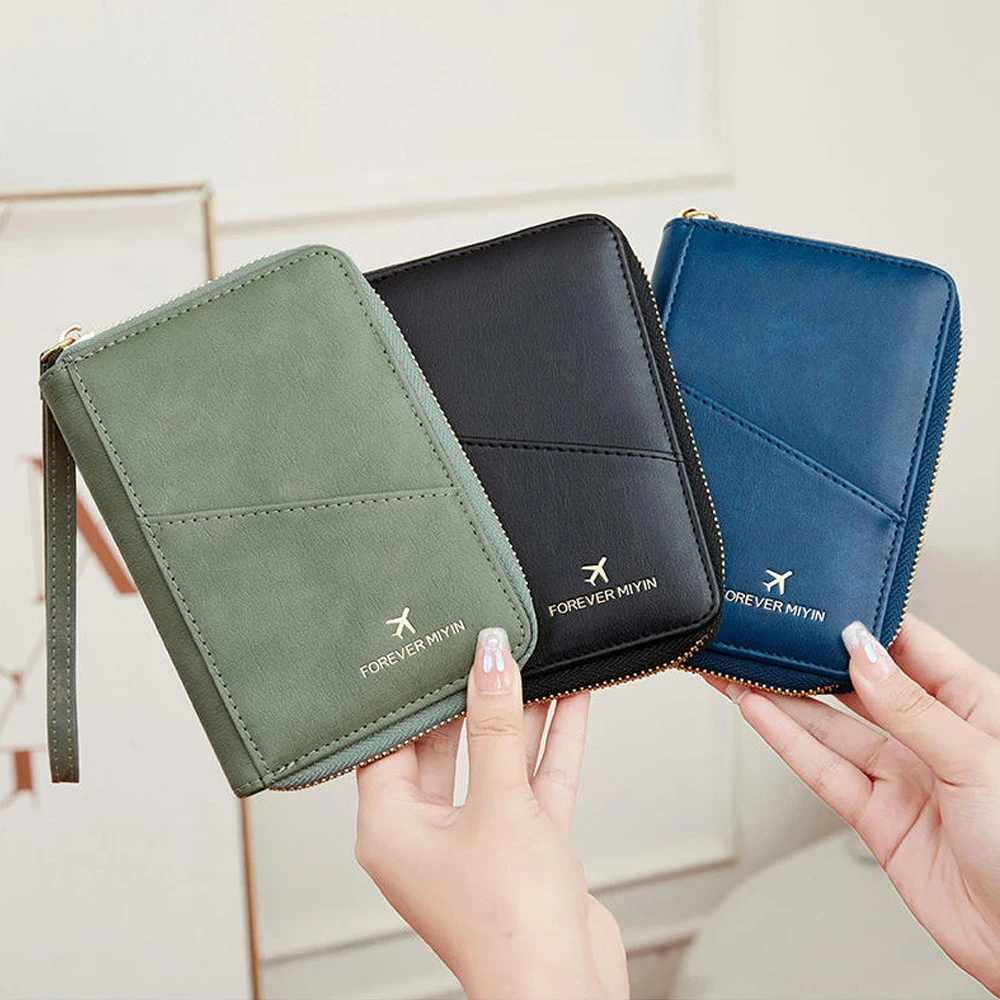 حقيبة جواز سفر ريترو للرجال والنساء غطاء جواز سفر عصري RFID متعدد الوظائف من جلد البولي يوريثان مشبك جواز سفر إكسسوارات السفر #2