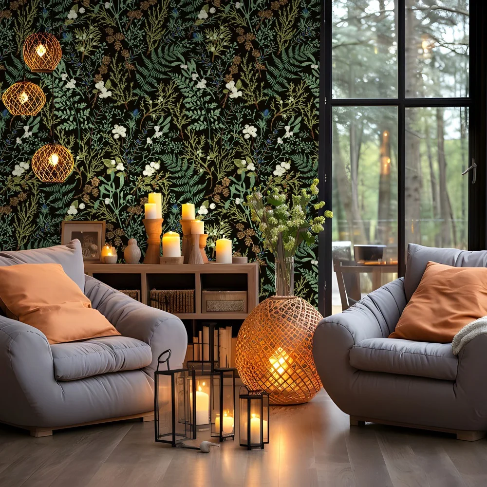 Tropical Rain Forest Peel and Stick Wallpaper White Floral Self Adhesive Removable Leaf Contact Paper For Bedroom Walls Cabinets