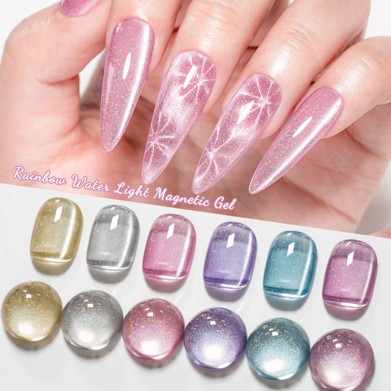 7ml Rainbow Glitter น้ํา Cat Magnetic GEL เล็บ Shining Super Sliver-light Holographics Soak Off UV GEL เล็บ