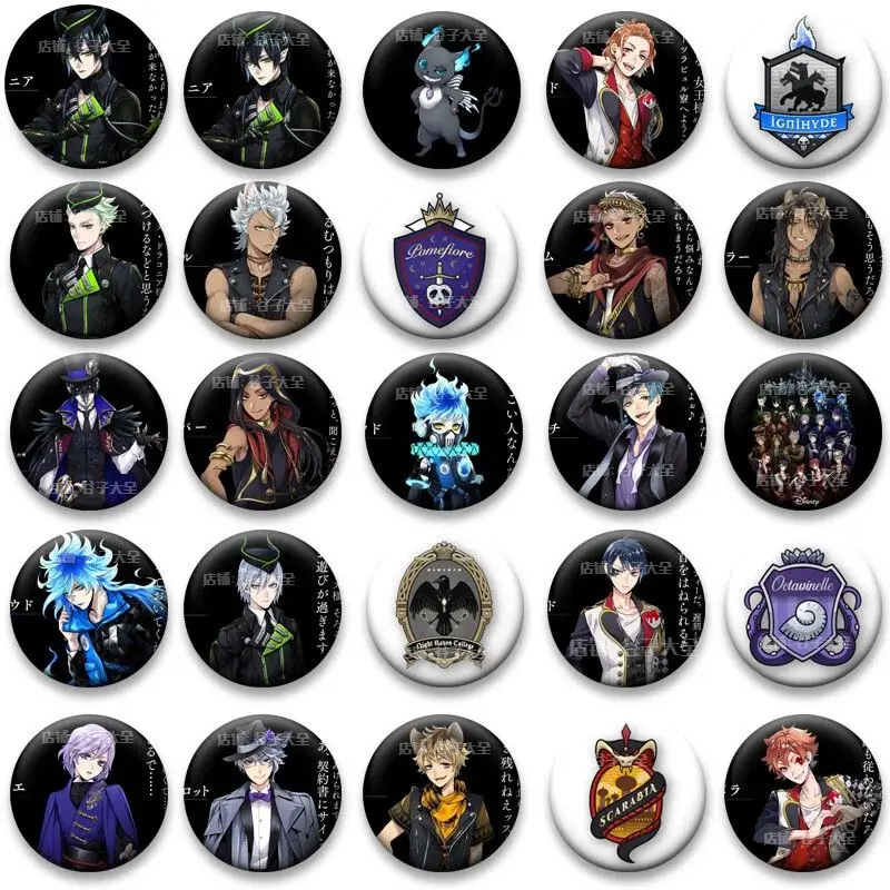 

Disney Twisted-Wonderland Badge Malleus Draconia Riddle Rosehearts Anime Peripheral Cute Cartoon Tinplate Schoolbag Ornament