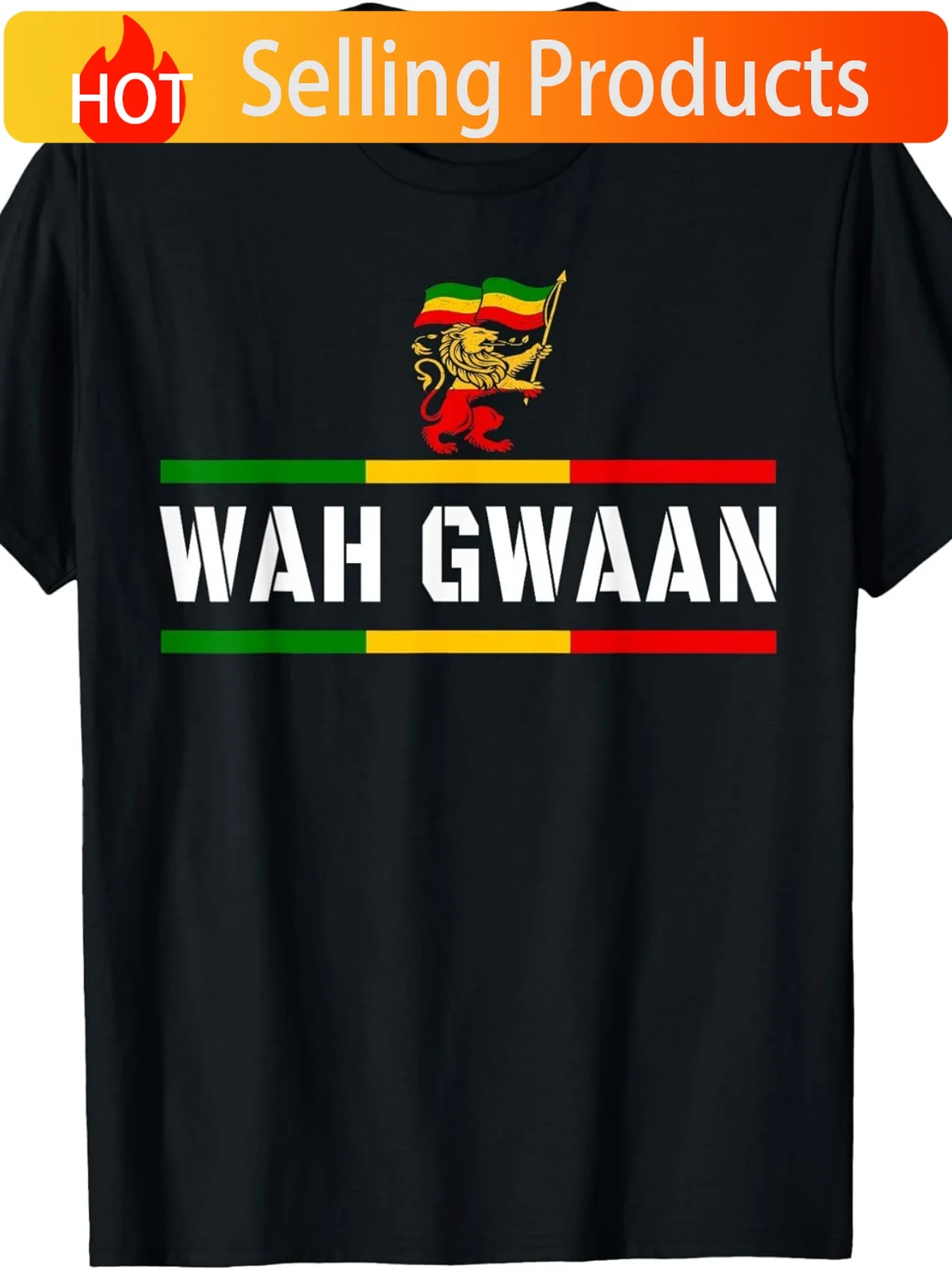 Wah Gwaan Jamaica Rastafari Roots Jamaican Rasta Reggae T-Shirt | Same Style for Men And Women, 2025 Summer, Short-Sleeved, Prin