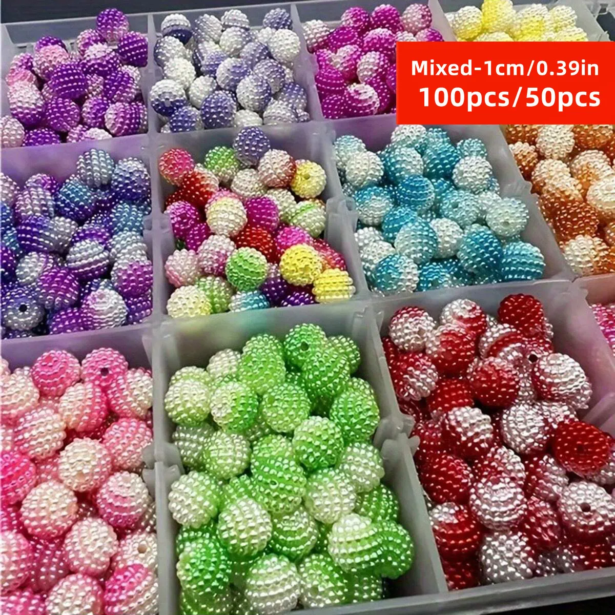 100/50pcs 10mm Gradient Bayberry Beads - Acrylic Loose Beads for DIY Wedding Decor, Handmade Flower Arrangements