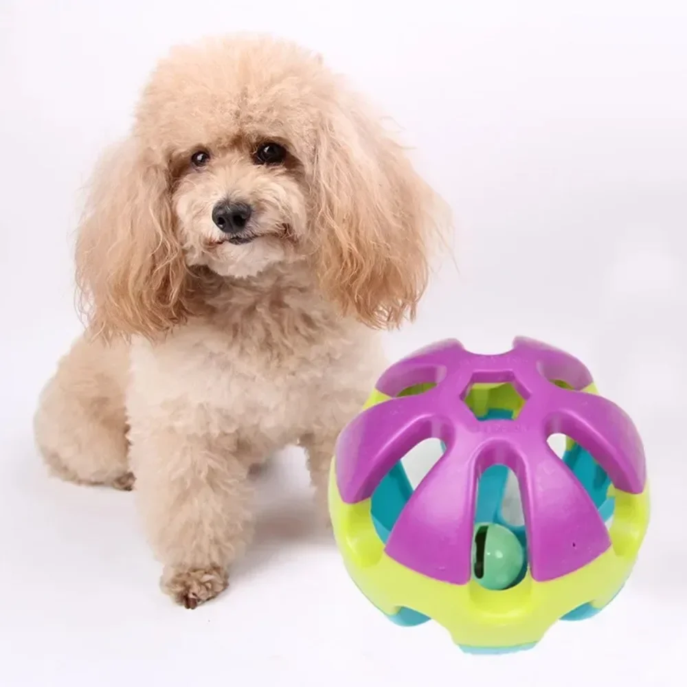 7.5cm ABS Pet Cat Dog Puppy Jingle Bell Ring Ball Round Roll Fetch Play Chewing Toy Multicolor Training Toy Interactive Game Toy