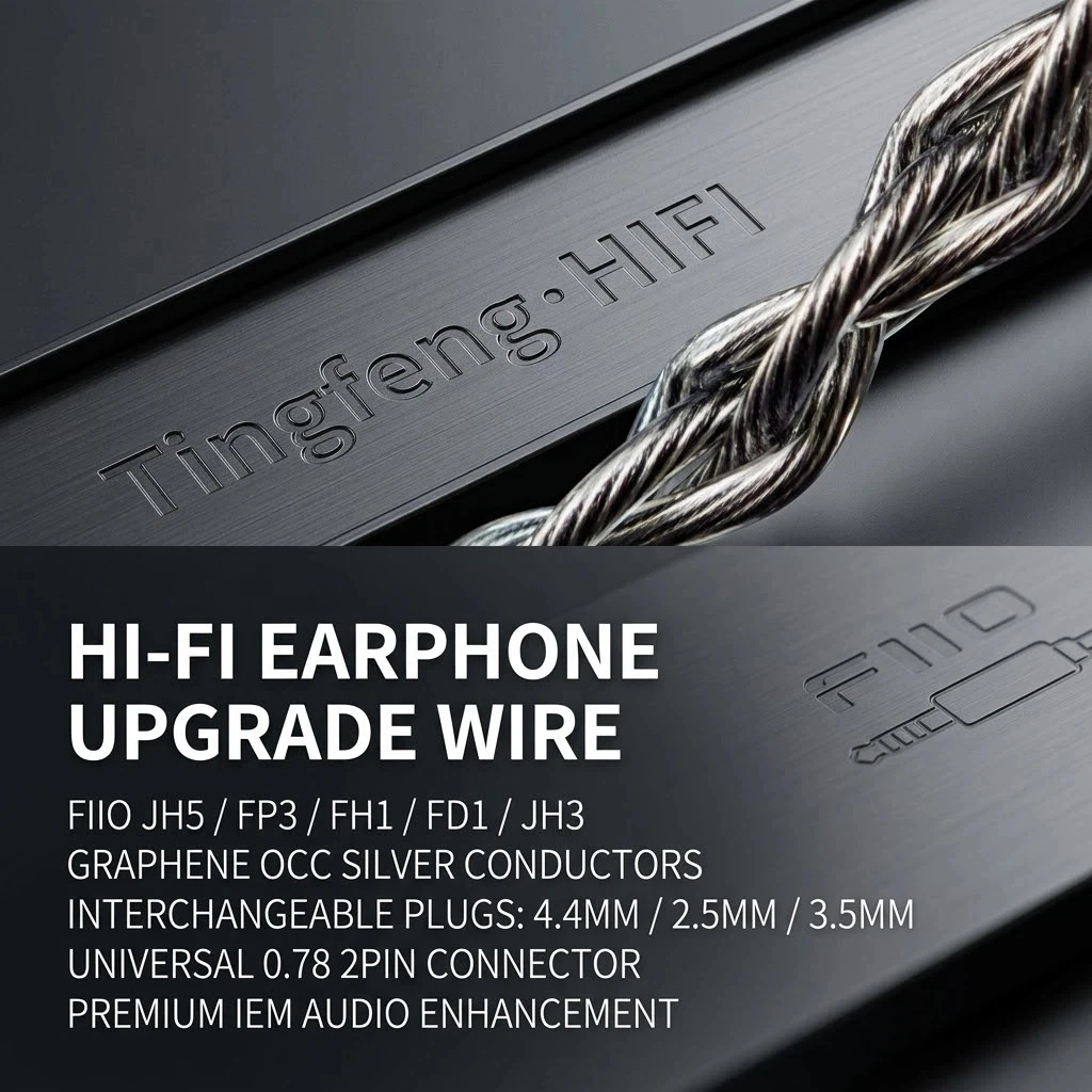Cable de grafito OCC plateado para FiiO JH5 FP3 FH1 FD1 JH3, cable de actualización para auriculares IEM con conector balanceado de 4.4mm, 0.78, 2 pines, 2.5 y 3.5mm