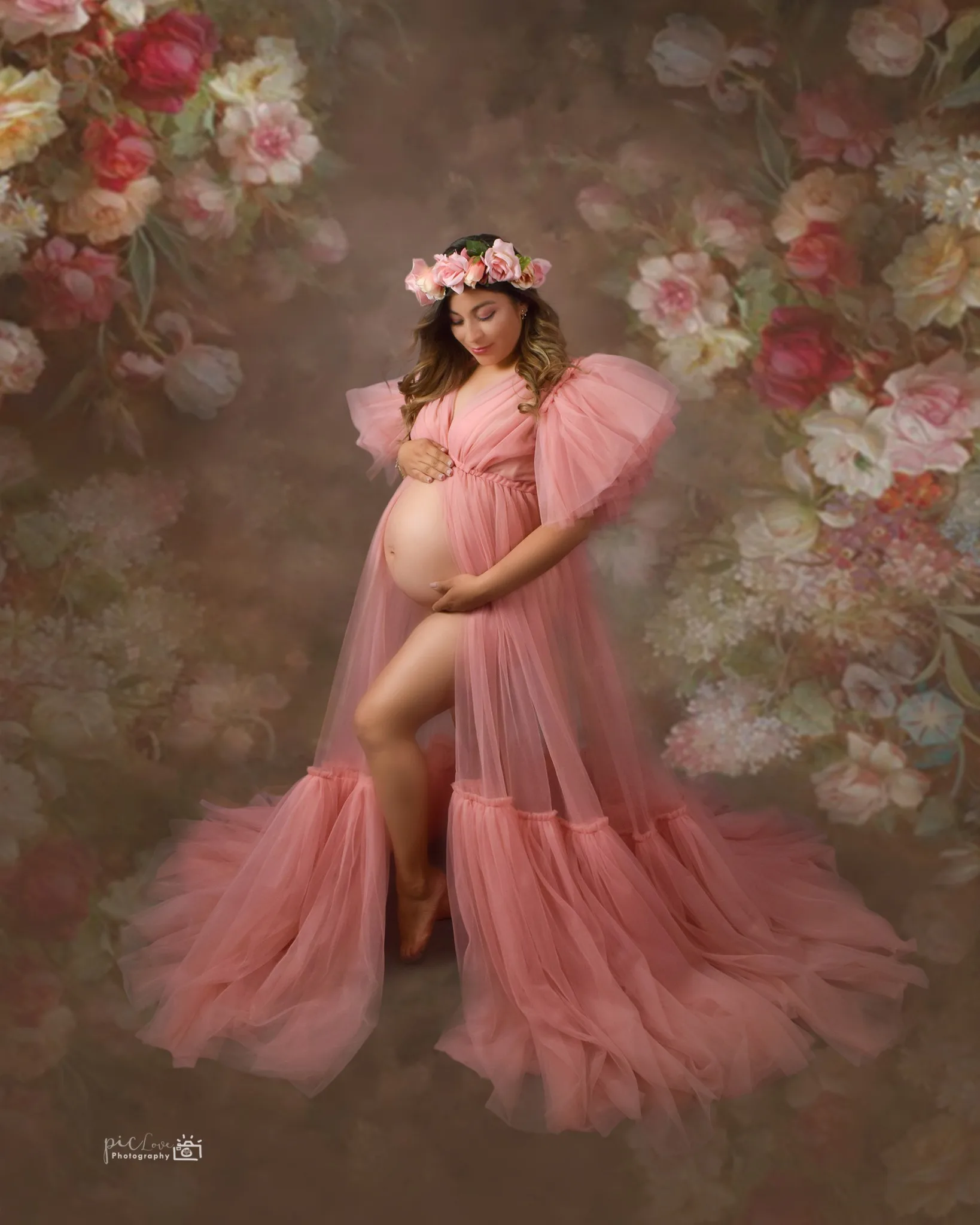 custom Organza Ruffled Maternity Dress for Photoshoot 2 PC with Detachable Lining Sexy Pregnany Photography Gown for Baby Shower